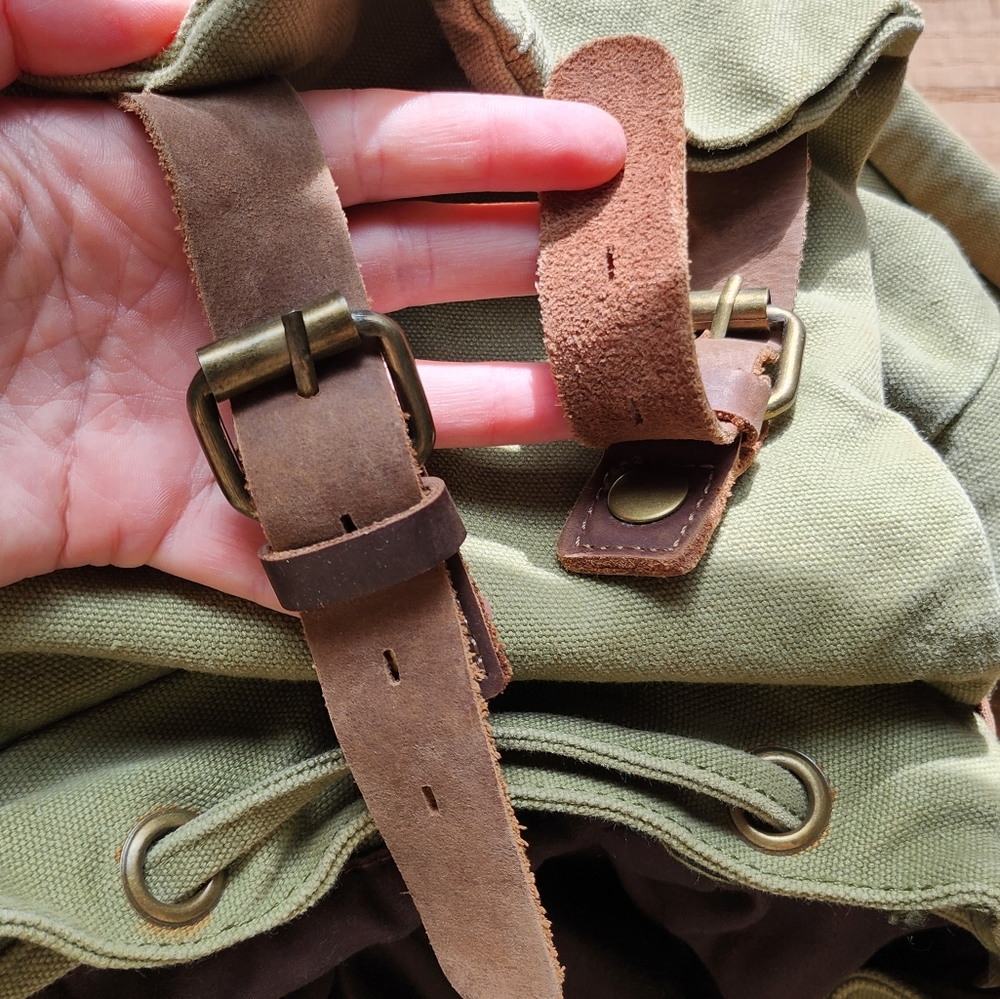 Green Canvas Backpack - image 7